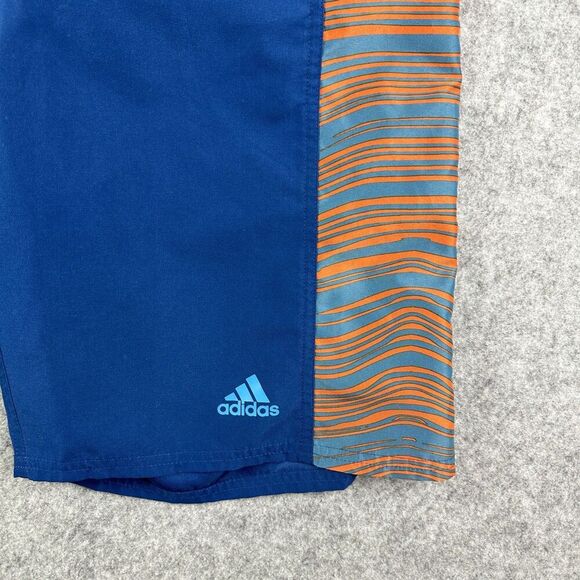 Adidas Board Shorts Mens Medium Blue Orange Mesh Lined Swim Trunks Beach Surf - Picture 7 of 13
